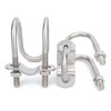 Jinchao 304 stainless steel double U-bolt screw U-shaped buckle cross water pipe clamp holder pipe clamp hoop M6*25*25-M6*6 points*6 points
