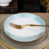 Guoyue Jingdezhen bowls and plates, light luxury underglaze color dinner plates, household ceramic rice plates, bone china dishes, simple Western dinner plates, Yunjin Wanli 8-inch deep plates, 4 pieces
