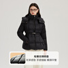 Ai Lai Down Jacket Women's Fashion Commuting Patchwork Waist Warm Hooded Winter New Year Jacket Carbon Black M