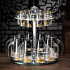 Depinte high-end liquor cup dispenser set rotating cup holder bullet cup wine glass wine set Blue Mountain wine dispenser set 10 pots 10 cups rotating cup holder