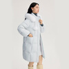 Ai Lai big fur collar down jacket women's long sweet age-reducing hooded thickened warm duck down jacket ice clear blue S