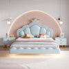 Cream style children's bed girl's dream internet celebrity princess bed cartoon cute shell crown leather girl's suspended bed bed + 20cmT333 fully disassembled spring latex mat + cabinet * 2 1500mm * 2000mm