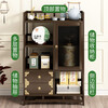 ZHUYIJIA tea cabinet small tea table new Chinese style tea table table tea side cabinet ancient storage living room storage tea can storage cabinet 3 layers 80 double drawer double door