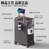DULA suitcase, good-looking, multifunctional, with cup holder, USB trolley suitcase, password box, gray brown 24 inches