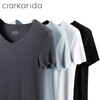 Clarkarida men's short-sleeved T-shirt men's modal seamless V-neck bottoming shirt slim solid color sweatshirt sports white fitness top iron gray + white XL (130-150 pounds)