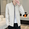 Woodpecker Autumn and Winter New Men's Jacket Plus Velvet Thickened Jacket Youth Warm Clothes Slim Trendy Stand Collar Jacket H0919/Stand Collar Beige Velvet 2XL