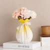 Shumen Big Belly Ceramic Vase Decoration Dried Flowers Water Flower Gardening Living Room Flower Arrangement Tulip Decoration Light Luxury and High-Level Sense Qianyu. Style (Yellow Upper)