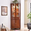 Oulun Wine Cabinet American solid wood corner cabinet living room corner cabinet multi-functional storage cabinet wall corner cabinet wine cabinet chestnut color 550*550*1900