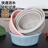 Tanqi kitchen drain basket plastic fruit washing sieve vegetable sieve household vegetable basin extra thick round hollow vegetable basket three-piece set pastoral powder large single (41cm)