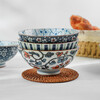 Mino-yaki rice bowl 5.5 inches 5-piece set Japanese-style arabesque pattern tall bowl gift box