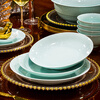 Miaoxun Jingdezhen bowls, plates and tableware set, Chinese style high temperature celadon household dishes set, high-end bowls, housewarming joy, 58 pieces of celadon for 10 people (palace pot configuration)