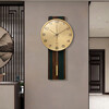 Seven Seconds Impression Seven New Chinese Style Solid Wood Light Luxury Wall Clock Living Room Fashion Wall-Mounted Silent Clock Home Simple and Atmospheric Decorative Quartz Clock Copper Clock Frame with Copper Frame - Style 4