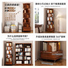 Zhuohe rotating bookshelf floor-standing storage rack home living room storage cabinet simple storage cabinet student solid wood color cabinet bookcase thickened large fir walnut color 46*46*173cm