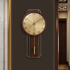 Seven Seconds Impression Seven New Chinese Style Solid Wood Light Luxury Wall Clock Living Room Fashion Wall-Mounted Silent Clock Home Simple and Atmospheric Decorative Quartz Clock Copper Clock Frame with Copper Frame - Style 4