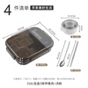 Guangyi 316L stainless steel insulated lunch box for students and office workers, portable dinner plate with 5 compartments and cutlery, gray GY7494