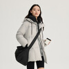Ai Lai Down Jacket Women's Fashion Hooded Removable U-shaped Pillow Commuting Warm New Year's Jacket Pine Mist Gray M