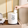 Fanxi Nordic Round Mini Coverless Desktop Trash Can Coffee Table Living Room Office Study Desk Children's Trash Can Ivory White Bear