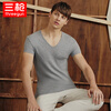 Three-gun T-shirt men's pure cotton large size short-sleeved summer white thin cotton V-neck bottoming men's sweatshirt 2 pieces gray + gray 2XL