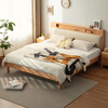 Lin's home solid wood bed double bed Nordic log style soft-packed bedside storage bed modern home master bedroom king bed PK9A solid wood color | row frame solid wood bed 1.5 meters x 2 meters