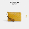 COACH new product COACH/Coach Outlet Women's Classic Logo Presbyopic Short Leather Corner Zipper Wallet Card Holder IM/Chalk White