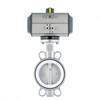 Nanva AT D671F 16P pneumatic full stainless steel wafer-type soft seal lined PTFE butterfly valve DN50