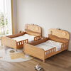 Door-to-door delivery solid wood children's bed with guardrails solid wood children's bed with guardrails 1.2 meters for boys and girls solid wood color 1.5 meters 1.35 all solid wood double side guardrail bed + 10cm skin-friendly 1200*2000