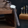 Istrap genuine leather watch strap for men and women with crocodile pattern cowhide suitable for Tissot, Longines, Mido, Citizen, Casio dw, Seiko Seagull, Fiyada, Armani watch with Leloc bracelet, dark brown same color line, silver pin buckle and dial interface width 14mm