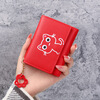 Changyin Cute Cartoon Wallet Women's Short Soft Leather Korean Style Fashion Tri-fold Buckle Small Fresh Student Coin Clip Multiple Card Slots Dark Pink