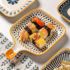 Persson Nordic plate dish household ceramic snack bowl dish tableware oven handle baking pan creative dumpling plate breakfast plate 9-inch handle plate-Hongyun Dangtou