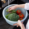 Tanqi kitchen drain basket plastic fruit washing sieve vegetable sieve household vegetable basin extra thick round hollow vegetable basket three-piece set pastoral powder large single (41cm)