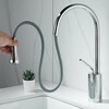 Qian Dushan gun gray pull-out faucet countertop basin heightened bathroom wash basin full copper telescopic rotating faucet hot and cold S silver medium style