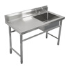 Commercial stainless steel sink with stand kitchen single and double sinks washing dishes and vegetables wash basin with platform canteen thickened version 100*50*80 single pool left platform