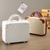 Bo Naling portable cosmetic case, mini suitcase, small, boardable, 14-inch portable case with trolley, portable cosmetic case, white, zipper