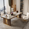Yuechang slate desk light luxury modern simple desk home study workbench with socket high-end boss desk 1.8 meters desk Carrara gold + main chair
