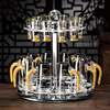 Depinte high-end liquor cup dispenser set rotating cup holder bullet cup wine glass wine set Blue Mountain wine dispenser set 10 pots 10 cups rotating cup holder