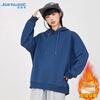 Jeanswest velvet sweatshirt for women winter warm thickened hooded top loose little man coat milky white L