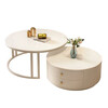 Yangyiyue cream style slate coffee table living room small apartment home simple modern small coffee table light luxury internet celebrity round coffee table 60 white rock + 80 pure white slate white frame white cabinet