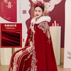 Libaixin 2025 New Chinese Style Bridal Xiuhe Cloak Wedding Shawl with Winter Thickened Hanfu Large Fur Collar Cloak Burgundy Style A Thickened One Size