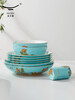 Guo Porcelain Yongfengyuan Madam Porcelain West Lake Blue 22-piece tableware set, bowls, plates, spoons, Chinese style home gift