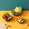 LZJV double-layer plastic vegetable washing and draining basket kitchen artifact multi-functional living room fruit plate household fruit and vegetable basket storage double-layer small rounded corners two-piece trial set