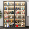 Fantasy living room glass multi-functional wine cabinet against the wall integrated display cabinet household light luxury storage rack wooden transparent high luxury gray 21