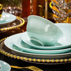 Miaoxun Jingdezhen bowls, plates and tableware set, Chinese style high temperature celadon household dishes set, high-end bowls, housewarming joy, 58 pieces of celadon for 10 people (palace pot configuration)
