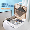 Bo Naling portable cosmetic case, mini suitcase, small, boardable, 14-inch portable case with trolley, portable cosmetic case, white, zipper