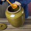 Rice vat ceramic household old-fashioned earthenware lard jar high temperature resistant with cover insect-proof high-end rice bucket yellow pickle vat 26 kilograms of water capacity can hold about 20 kilograms of rice