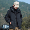 Cotton Jacket for Men and Women Three-in-One Windproof Outdoor Two-piece Fleece Jacket Jacket Men's Mountaineering Jacket Black XL