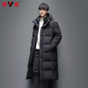 Yalu down jacket for men and women, winter knee-length, thickened, cold-resistant and warm duck down, fashionable hooded couple jacket