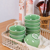 Longquan celadon rice bowl ceramic new creative Chinese tableware household thickened eating bowl large noodle soup bowl porridge bowl small bowl 5.5-inch plum green bowl