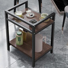 Zhuobo coffee table small table tea table mahjong table side table sofa side table storage rack tea cabinet CJ03 double layer black walnut color