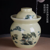 ZSR Jingdezhen ceramic pickle jar household old-fashioned sealed pickled cabbage salted duck egg pickling jar thickened double-lid storage jar 1ml 1.5 catties Huangshan water pickle jar