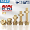 Fengji national standard pure brass round head cross screw flat spring washer nut combination set pan head machine screw M5*30 (2 sets)